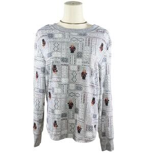Polo Ralph Lauren Bear Fair Isle Long Sleeve Shirt Gray Red White | XL